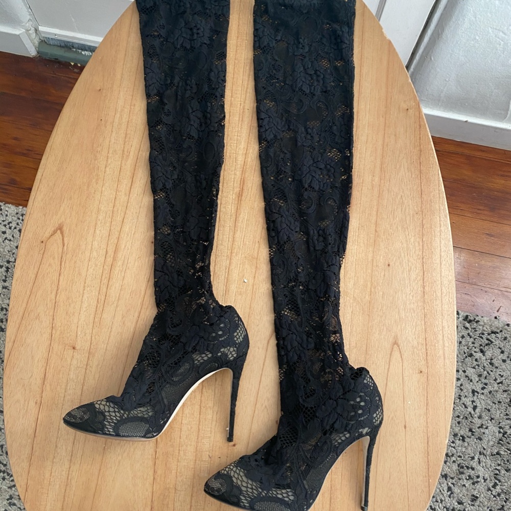 Dolce & Gabbana Stretch Lace And Gros-grain Boots
